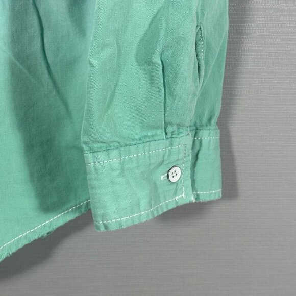 Chicos Blouse Womens Large Blue Green White Cotton Gradient Dye Button Up Shirt - Picture 4 of 7